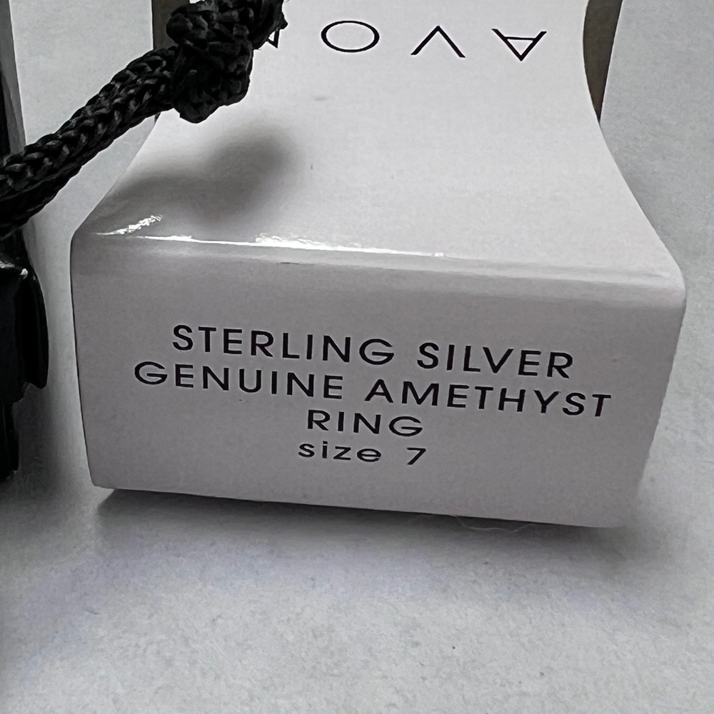 Avon Sterling Silver Genuine Amethyst Bypass Ring Size 7 Purple Gemstone 925‎ - Picture 8 of 10